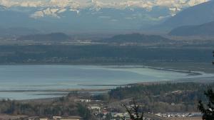 View of a lake with mountains in the background