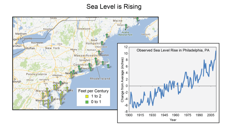 (Map) Local sea level trends in the Northeast region.