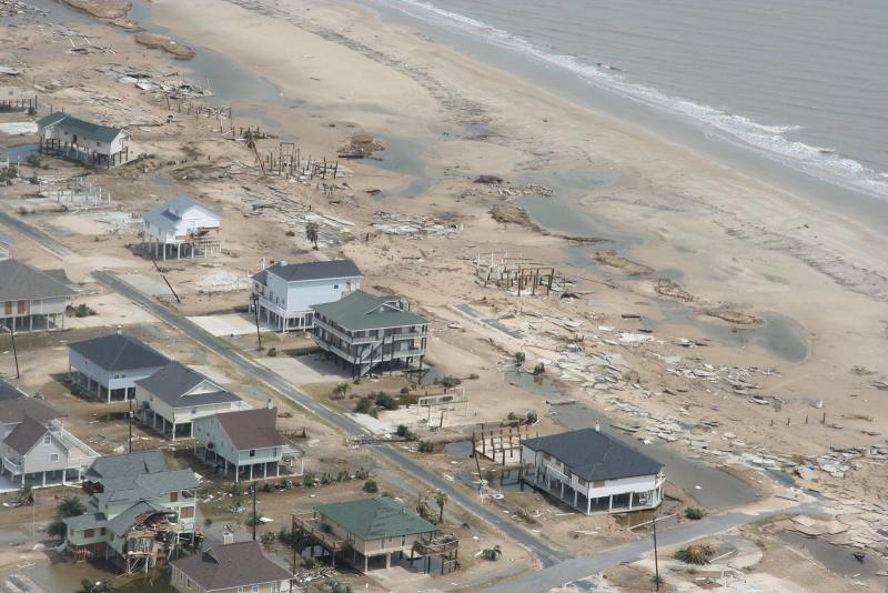Storm surge damage caused by Hurricane Ike