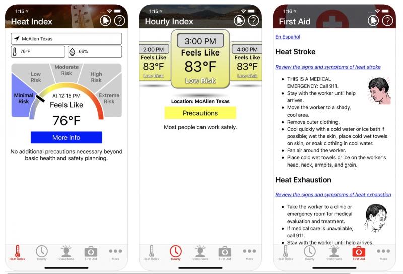 Phone screenshots for Heat Safety Tool App Phone screenshots for Heat Safety Tool App