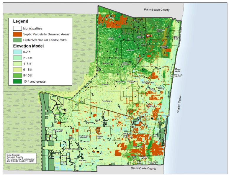 Map supporting the septic ordinance in Broward County